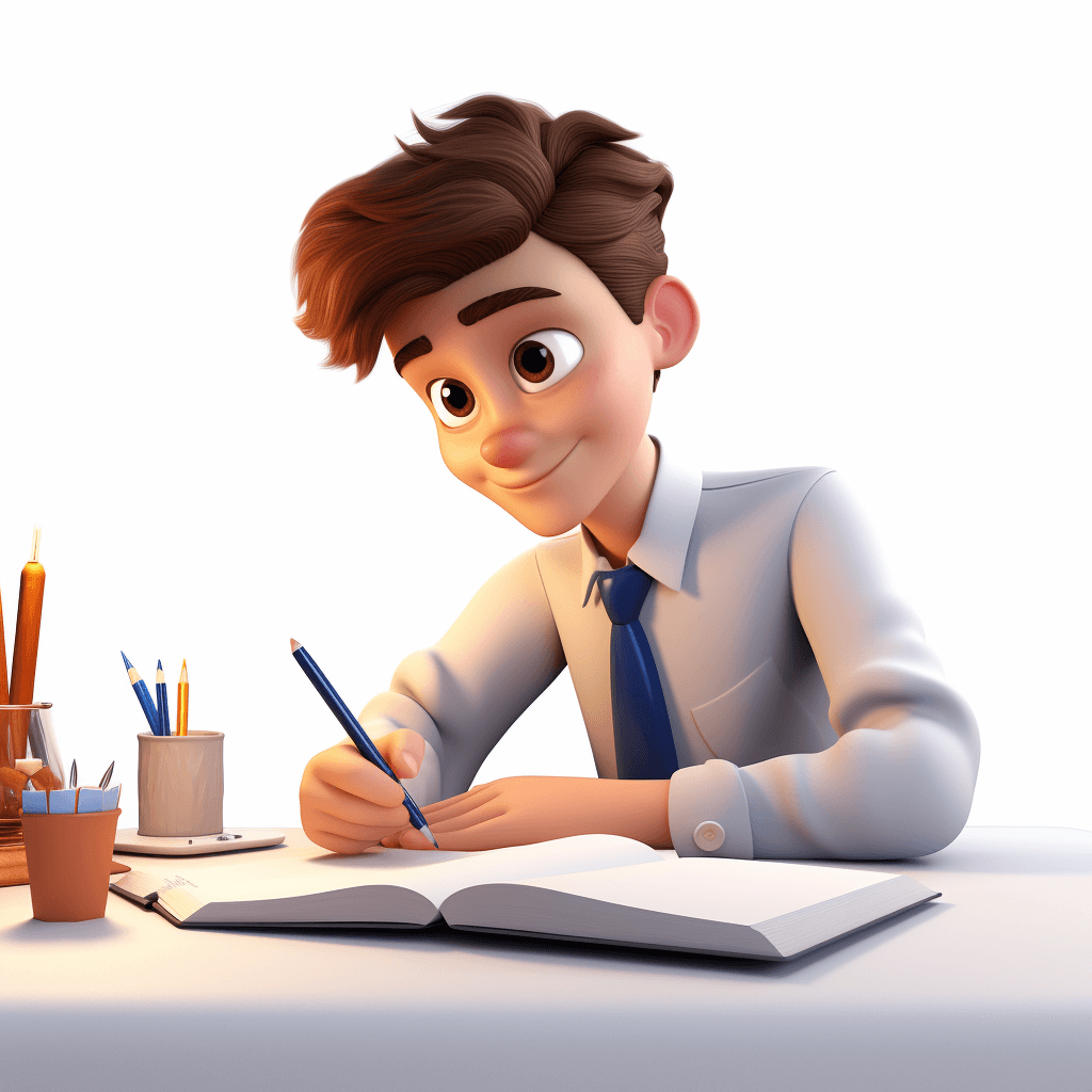 A-3d-young-man-writing-a-book